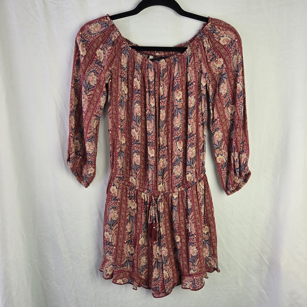 American Eagle Outfitters Romper Womens SM Paisley Floral Boho Peasant Flounce
